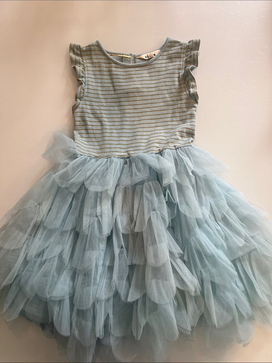 Mini Boden Other - Mini Boden Light Blue and Gold Striped Tulle Party Dress